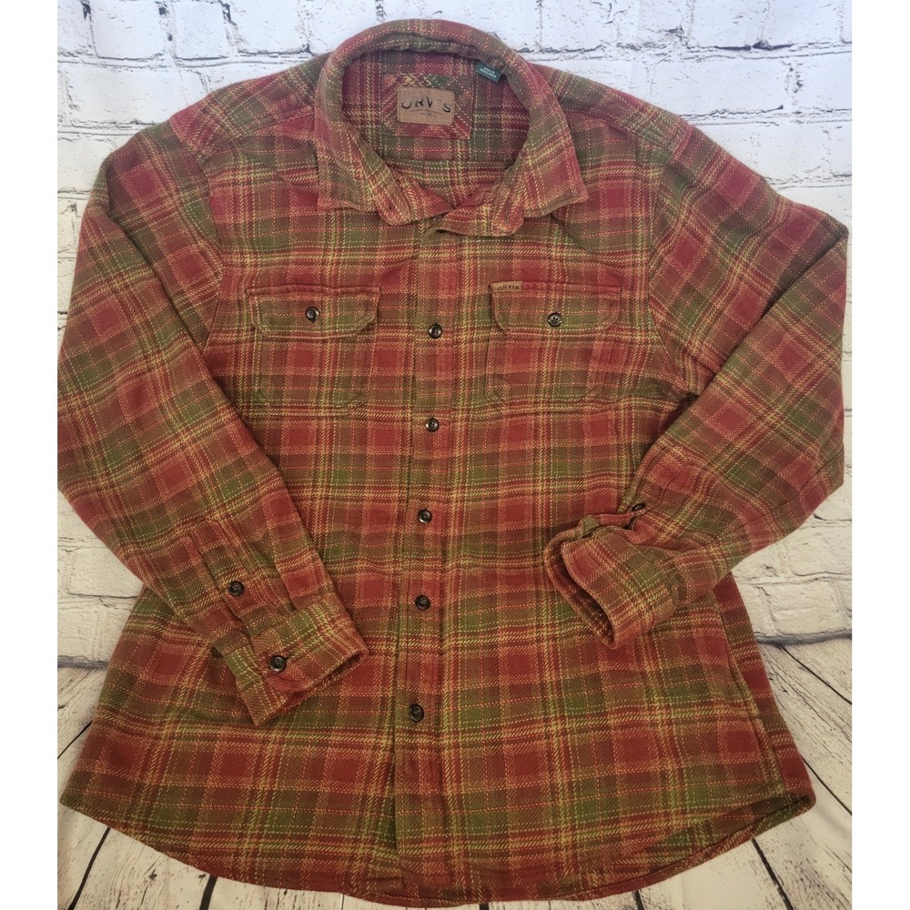 Orvis Shirt Jacket Red/Olive/Beige Sz Med